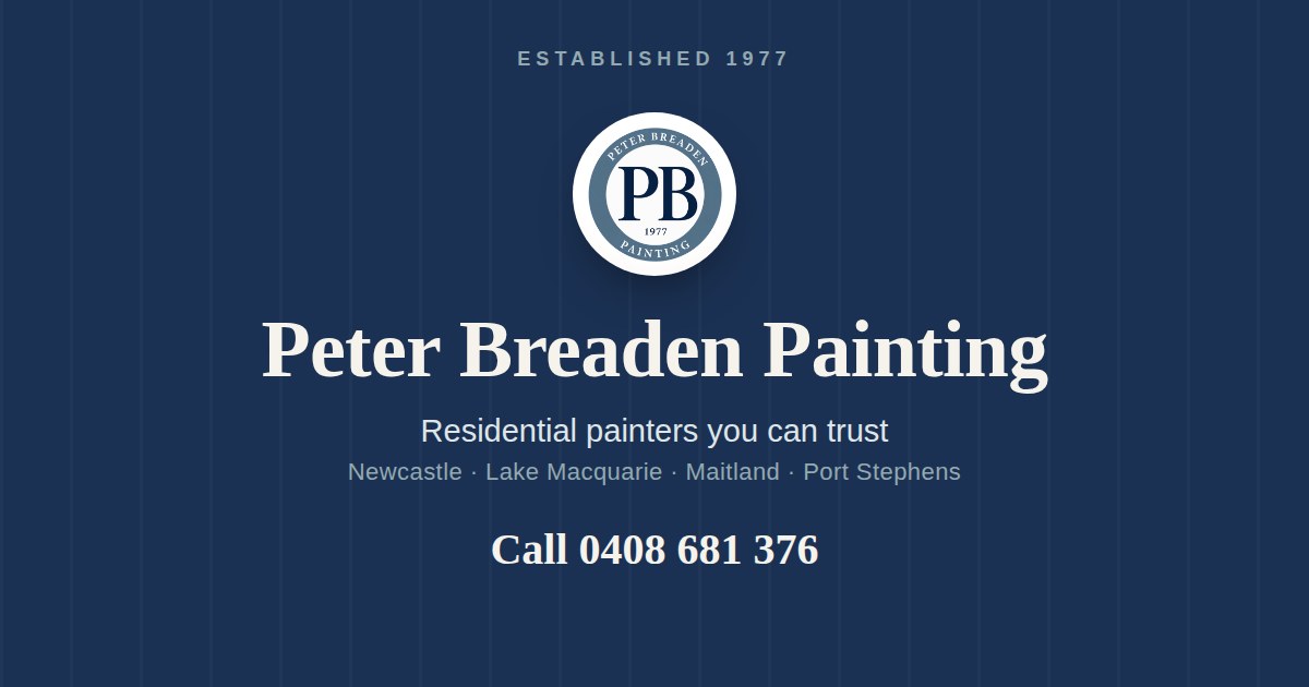 Peter Breaden Painting Website Essentials example showing trade services and direct phone enquiries